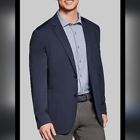 Jos A Bank Casual Navy Blue Blazer Jacket Sz 42 Short - Picture 1 of 10